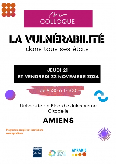 Colloque "La vulnérabilité" les 21 et 22 novembre